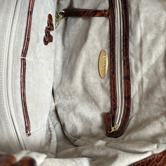 Brahmin Toasted Almond Shoulder  Croc Handbag Jacqueline Purse Bag Vintage - Picture 12 of 14